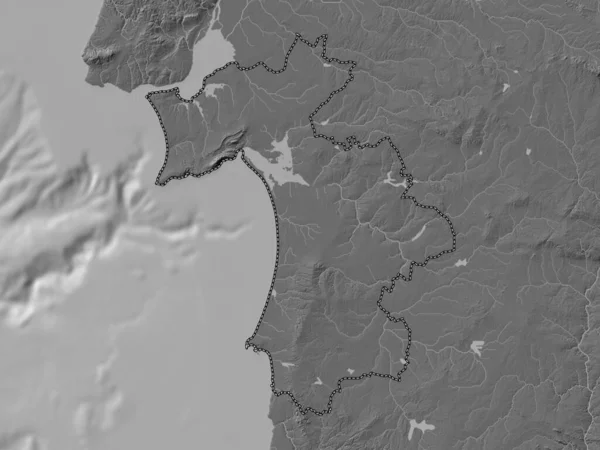 Setubal District Portugal Bilevel Elevation Map Lakes Rivers — Foto Stock