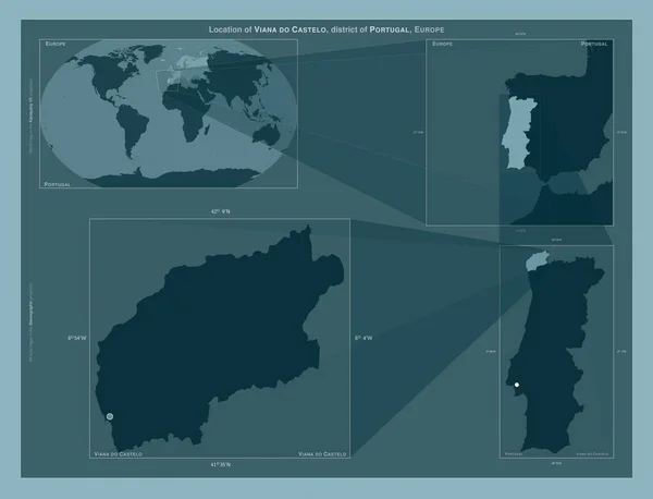 Viana Castelo District Portugal Diagram Showing Location Region Larger Scale — Foto de Stock
