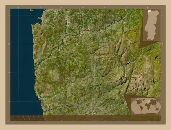 Viana Castelo District Portugal Low Resolution Satellite Map Corner Auxiliary — Stockfoto