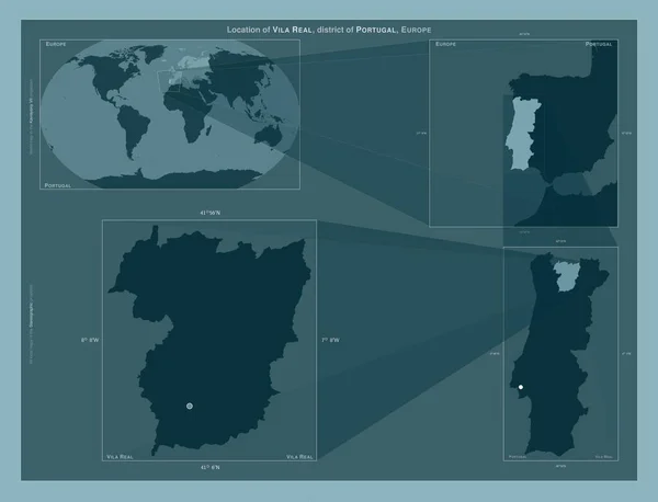 Vila Real District Portugal Diagram Showing Location Region Larger Scale —  Fotos de Stock