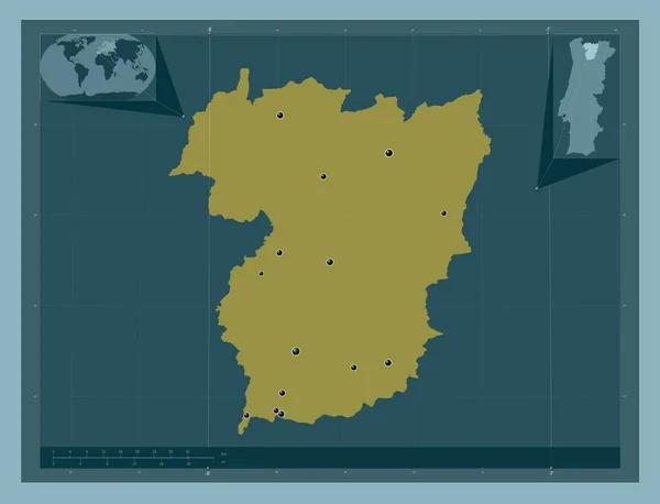 Vila Real District Portugal Solid Color Shape Locations Major Cities — Stock Fotó