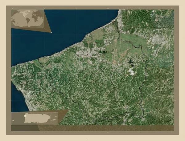 Aguada Municipality Puerto Rico High Resolution Satellite Map Corner Auxiliary — Stok fotoğraf