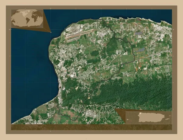 Aguadilla Municipality Puerto Rico Low Resolution Satellite Map Corner Auxiliary — Stock Photo, Image