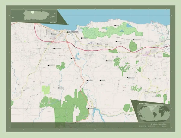 Arecibo Municipality Puerto Rico Open Street Map Locations Names Major — Foto de Stock