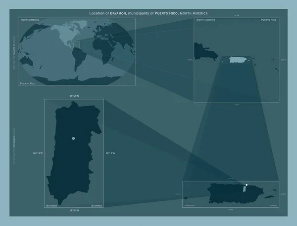 Bayamon Municipality Puerto Rico Diagram Showing Location Region Larger Scale — Fotografia de Stock