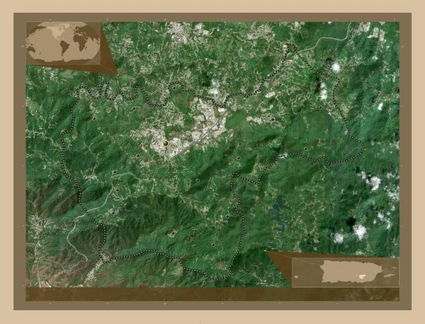 Cayey Municipality Puerto Rico Low Resolution Satellite Map Locations Major — Stockfoto
