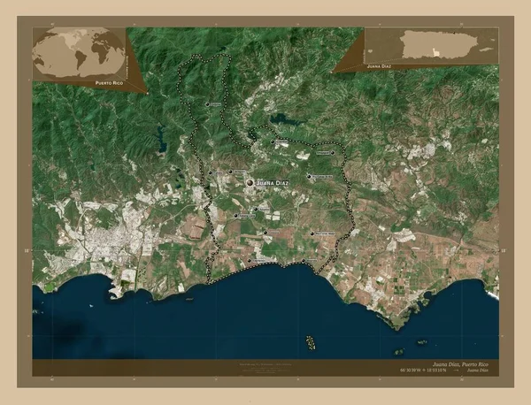 Juana Diaz Municipality Puerto Rico Low Resolution Satellite Map Locations — Stockfoto