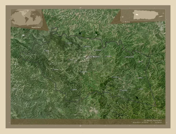 Las Marias Municipality Puerto Rico High Resolution Satellite Map Locations — Stock Photo, Image
