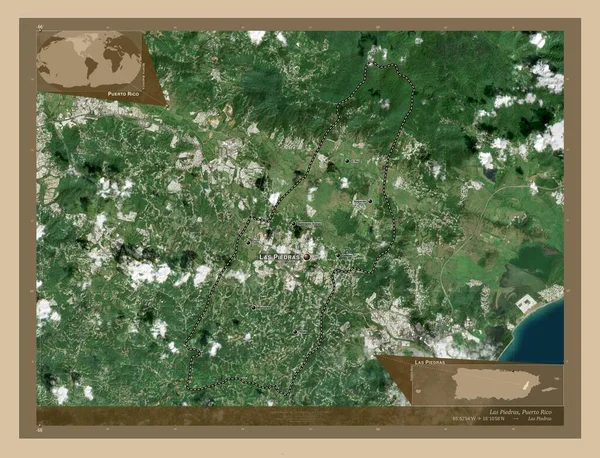 Las Piedras Municipality Puerto Rico Low Resolution Satellite Map Locations — Stock Photo, Image
