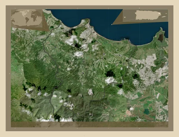 Luquillo Municipality Puerto Rico High Resolution Satellite Map Locations Major — Stock Photo, Image