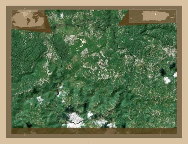 Моровісе Муніципалітет Пуерто Рико Супутникова Карта Низькою Роздільною Здатністю Кутові — стокове фото