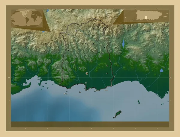 Понсе Муніципалітет Пуерто Рико Кольорові Карти Висот Озерами Річками Розташування — стокове фото