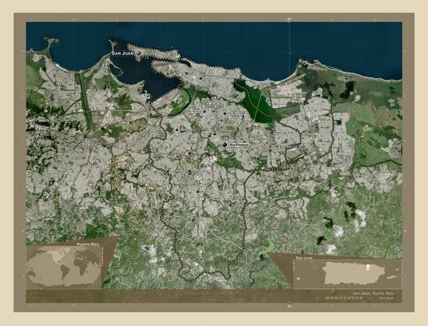 San Juan Municipality Puerto Rico High Resolution Satellite Map Locations — Stock Photo, Image