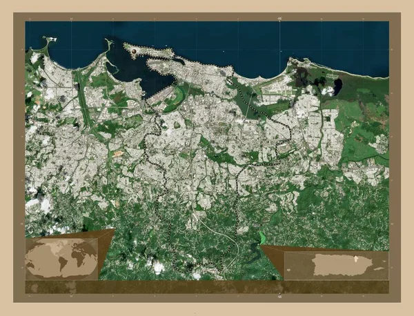 San Juan Municipality Puerto Rico Low Resolution Satellite Map Corner —  Fotos de Stock