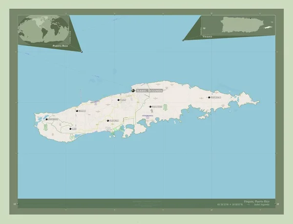 Vieques Municipality Puerto Rico Open Street Map Locations Names Major — стоковое фото