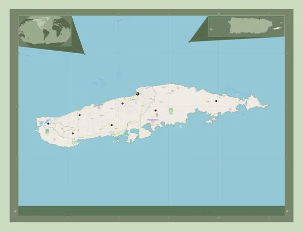 Vieques Municipality Puerto Rico Open Street Map Locations Major Cities — стоковое фото