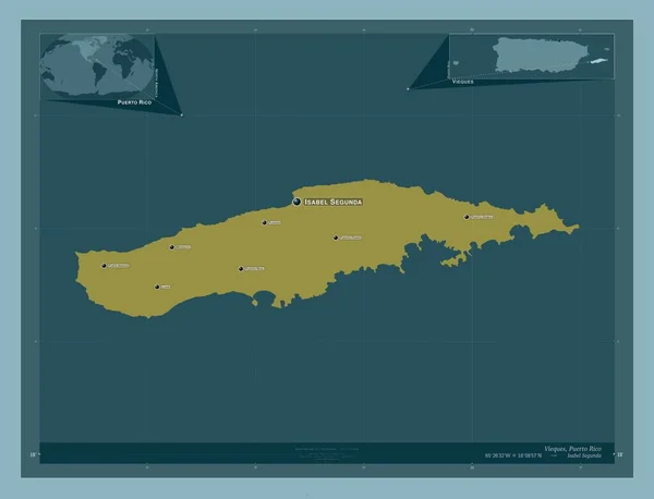 Vieques Municipality Puerto Rico Solid Color Shape Locations Names Major — Fotografia de Stock