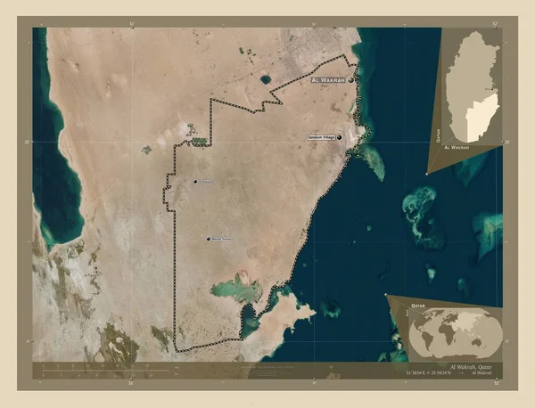 Wakrah Municipality Qatar High Resolution Satellite Map Locations Names Major — Stock Photo, Image