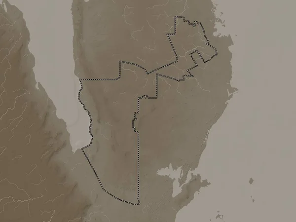 Rayyan Municipality Qatar Elevation Map Colored Sepia Tones Lakes Rivers — Zdjęcie stockowe