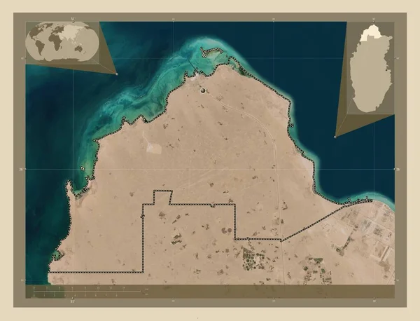 Madinat Ash Shamal Municipality Qatar High Resolution Satellite Map Corner — Stockfoto