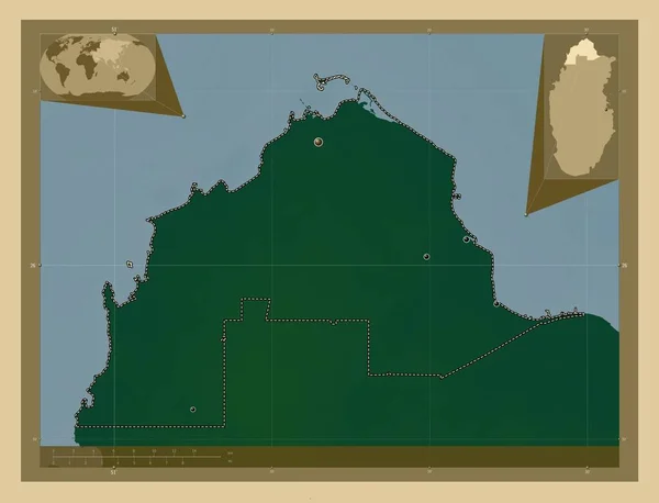 Мадінат Шамаль Муніципалітет Катару Кольорові Карти Висот Озерами Річками Розташування — стокове фото