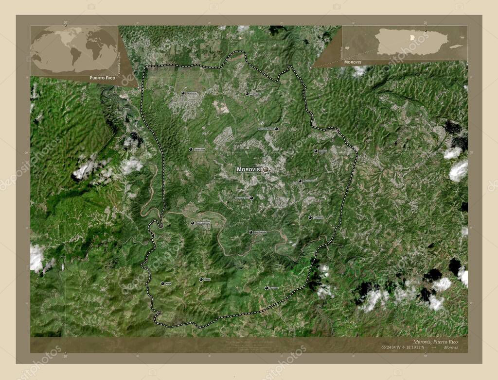 Morovis, municipality of Puerto Rico. High resolution satellite map