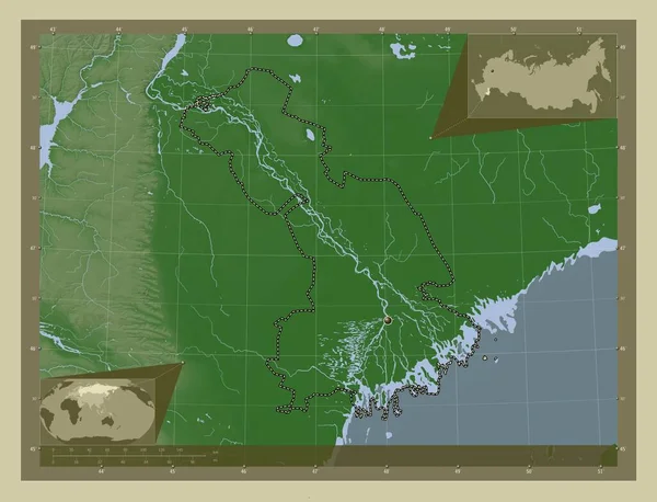 Astrakhan Region Russia Elevation Map Colored Wiki Style Lakes Rivers — Fotografia de Stock