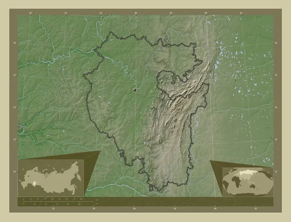 Bashkortostan Republic Russia Elevation Map Colored Wiki Style Lakes Rivers — Foto Stock
