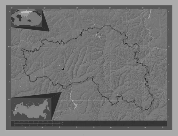 Belgorod Region Russia Bilevel Elevation Map Lakes Rivers Corner Auxiliary — Fotografia de Stock