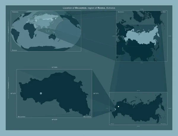 Belgorod Region Russia Diagram Showing Location Region Larger Scale Maps — Foto Stock