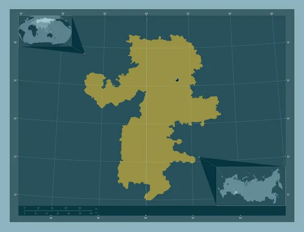 Chelyabinsk Region Russia Solid Color Shape Corner Auxiliary Location Maps — стоковое фото