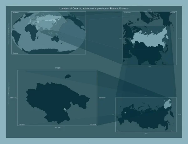 Chukot Autonomous Province Russia Diagram Showing Location Region Larger Scale — Foto Stock