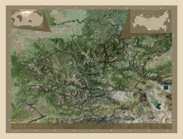 Gorno Altay Republic Russia High Resolution Satellite Map Corner Auxiliary — Fotografia de Stock