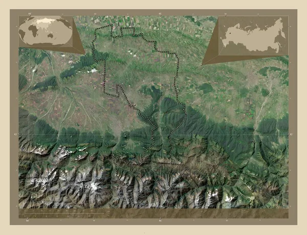 Ingush Republic Russia High Resolution Satellite Map Corner Auxiliary Location — стоковое фото