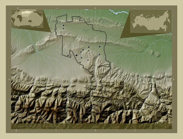 Ingush Republic Russia Elevation Map Colored Wiki Style Lakes Rivers — Fotografia de Stock