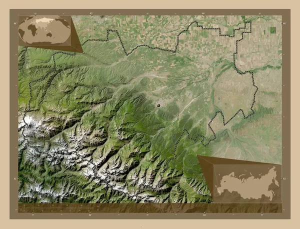 Kabardin Balkar Republic Russia Low Resolution Satellite Map Corner Auxiliary — Stock Photo, Image