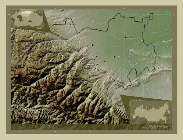 Kabardin Balkar Republic Russia Elevation Map Colored Wiki Style Lakes — Foto de Stock