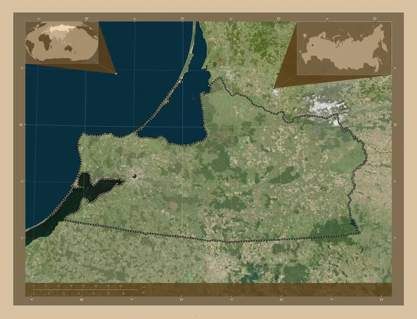 Kaliningrad Region Russia Low Resolution Satellite Map Corner Auxiliary Location — Stok Foto