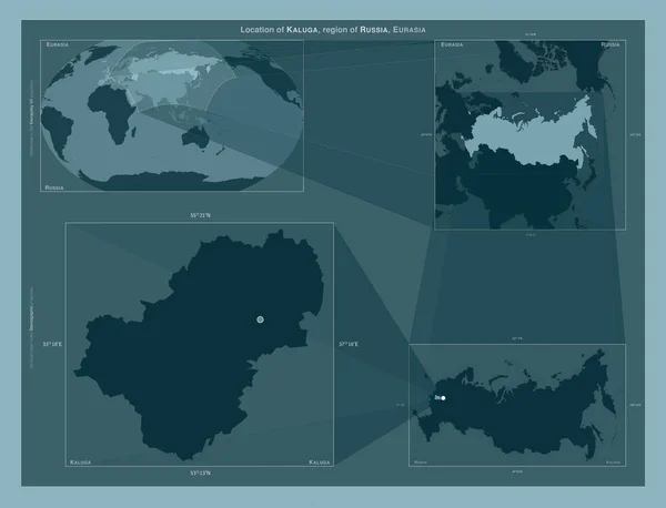 Kaluga Region Russia Diagram Showing Location Region Larger Scale Maps — стоковое фото