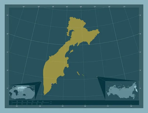 Kamchatka Territory Russia Solid Color Shape Corner Auxiliary Location Maps — Fotografia de Stock