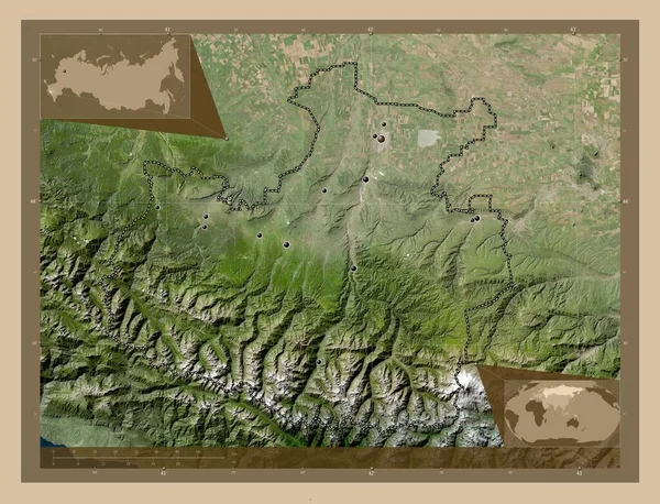 Karachay Cherkess Republic Russia Low Resolution Satellite Map Locations Major — стоковое фото