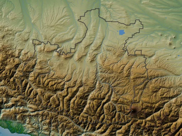 Karachay Cherkess Republic Russia Colored Elevation Map Lakes Rivers — Stok fotoğraf
