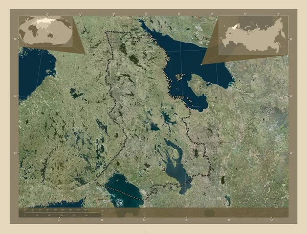 Karelia Republic Russia High Resolution Satellite Map Corner Auxiliary Location — Foto de Stock
