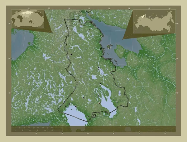 Karelia Republic Russia Elevation Map Colored Wiki Style Lakes Rivers — Foto Stock
