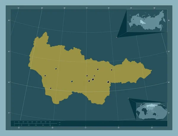 Khanty Mansiy Autonomous Province Russia Solid Color Shape Locations Major — Stockfoto