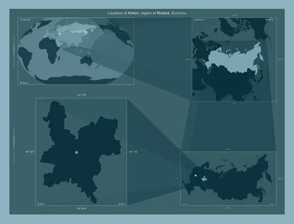 Kirov Region Russia Diagram Showing Location Region Larger Scale Maps — Foto de Stock