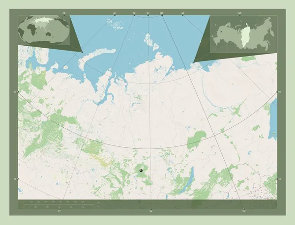 Krasnoyarsk Territory Russia Open Street Map Corner Auxiliary Location Maps — Stockfoto