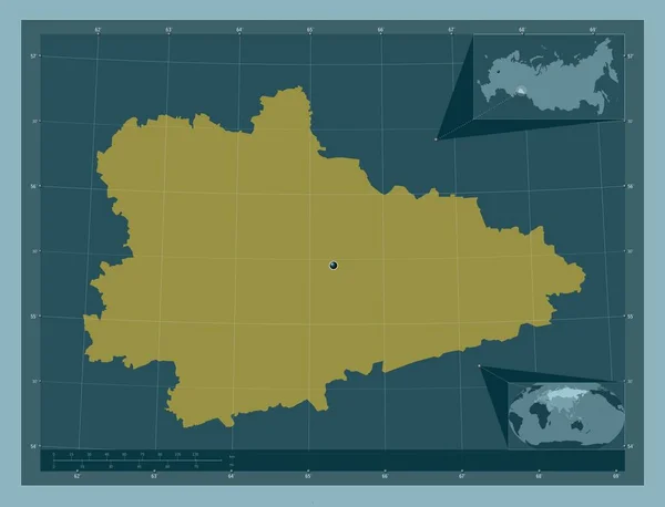 Kurgan Region Russia Solid Color Shape Corner Auxiliary Location Maps — Stockfoto