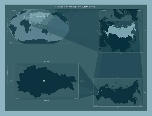 Kursk Region Russia Diagram Showing Location Region Larger Scale Maps — Stock Fotó