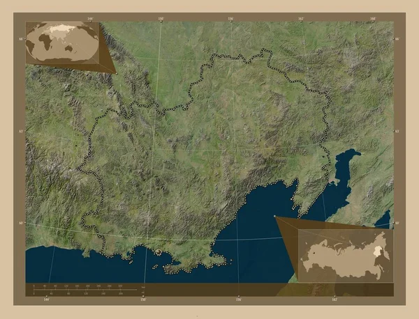 Maga Buryatdan Wilayah Rusia Peta Satelit Resolusi Rendah Peta Lokasi — Stok Foto